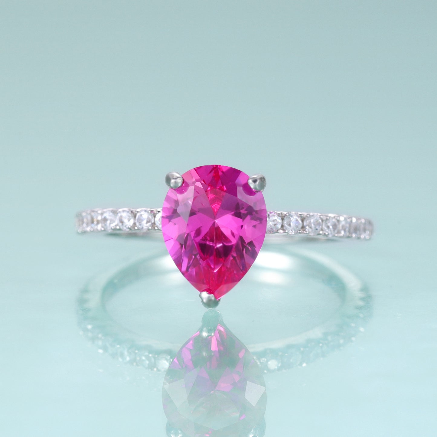 Minimalist Pear-Shaped Gemstone Ring7*9mm Drop-Shaped s925Silver Inlaid Colorful Gemstone Ring Stackable Wedding Ring
