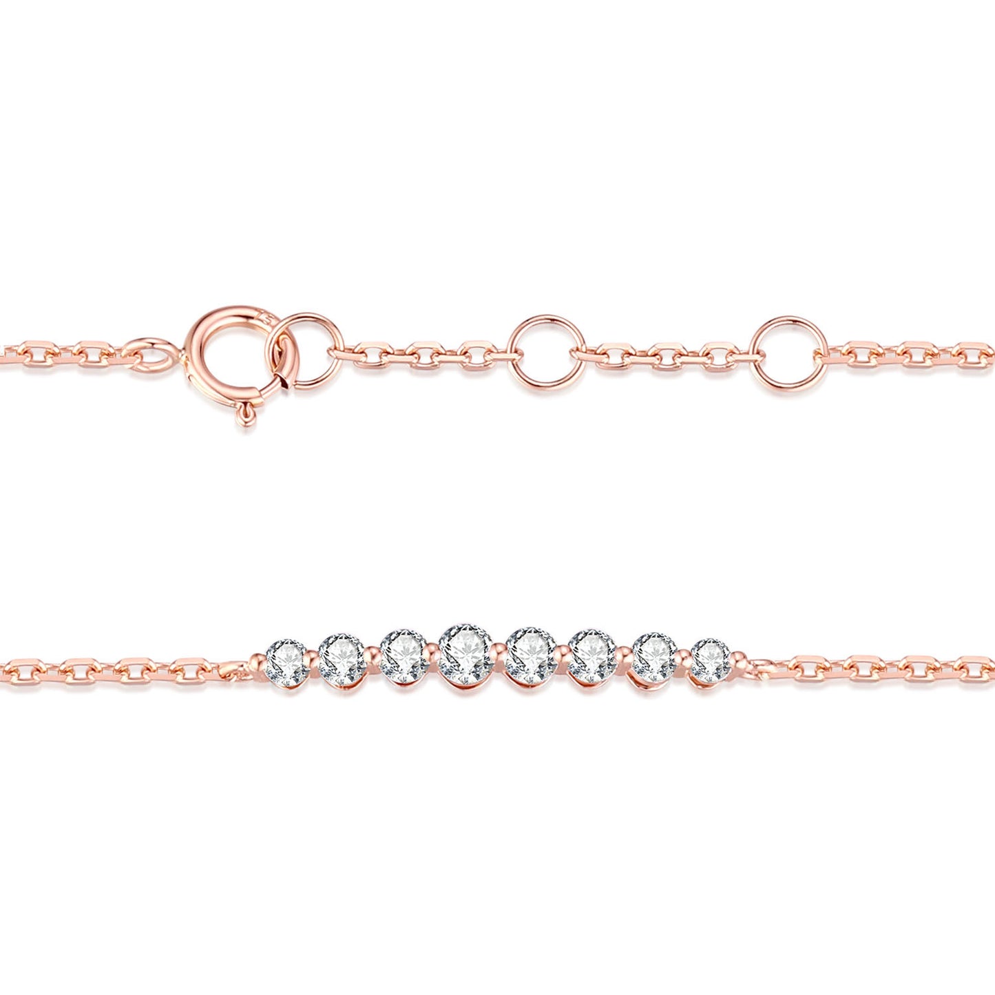 Fashion ins Wind18k Women's round Diamond Rose Gold Bracelet k Gold Bracelet Fresh