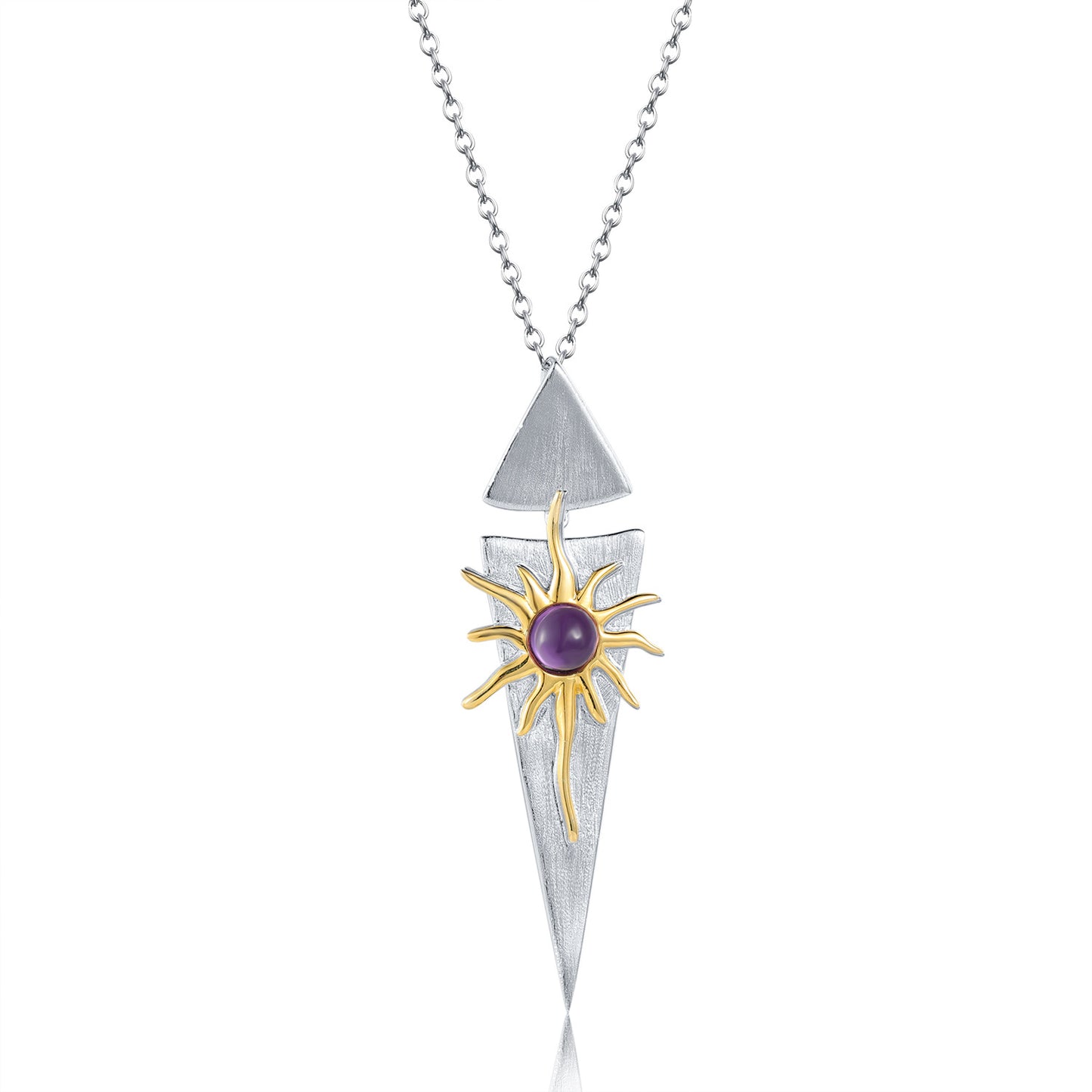 Designer Natural Amethyst Topaz Pendant925Sterling Silver Sun Goddess Necklace Niche Design Sense Jewelry