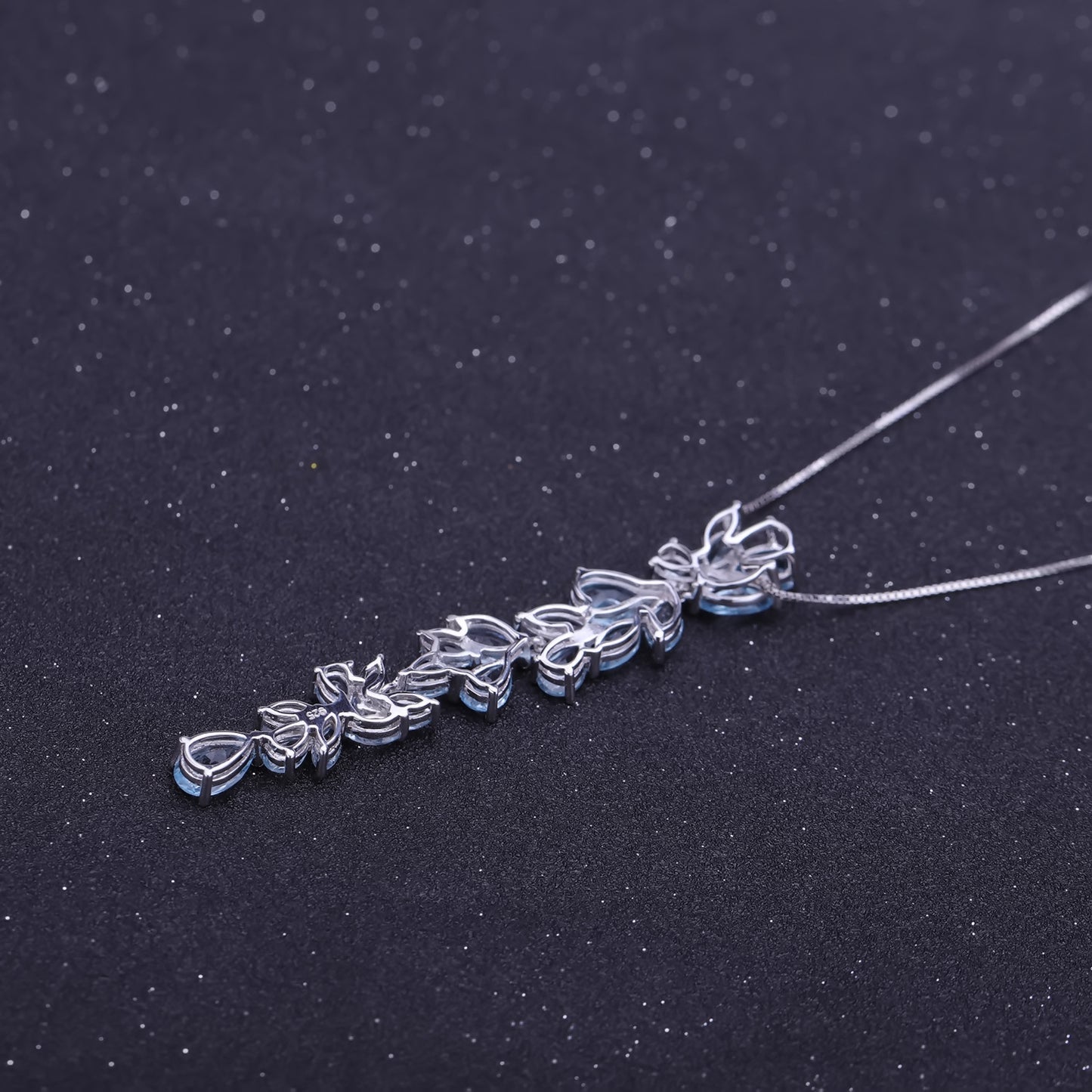 Natural Topaz Stone Sterling Silver Necklace Unique Gemstone String Design925Silver Natural Gemstone Necklace Pendant