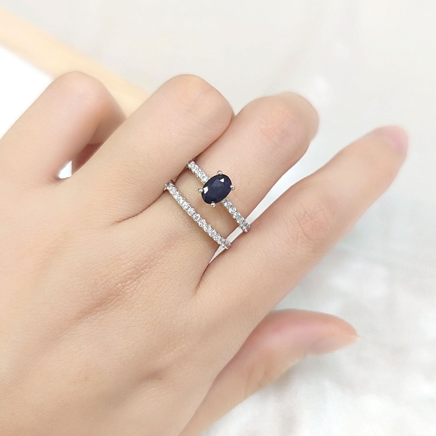 All-Matching V Shaped Wedding Rings Couple Rings S925Sterling Silver Plated18k Gold Inlaid Gemstone Layered Ring Set