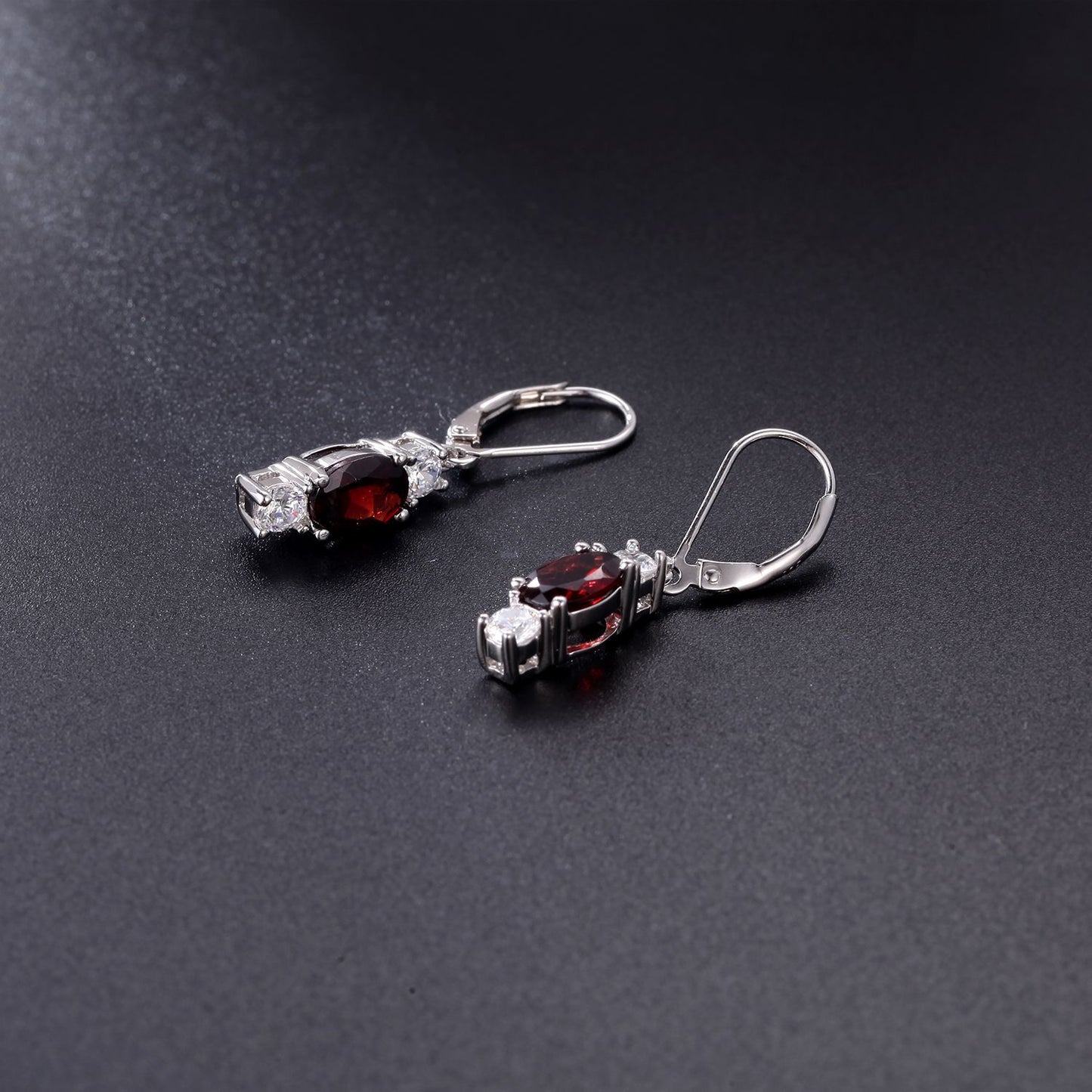 Factory Direct Supply Natural Gemstone Earrings Vintage Personality Inlaid with Garnet s925Sterling Silver Stud Earrings