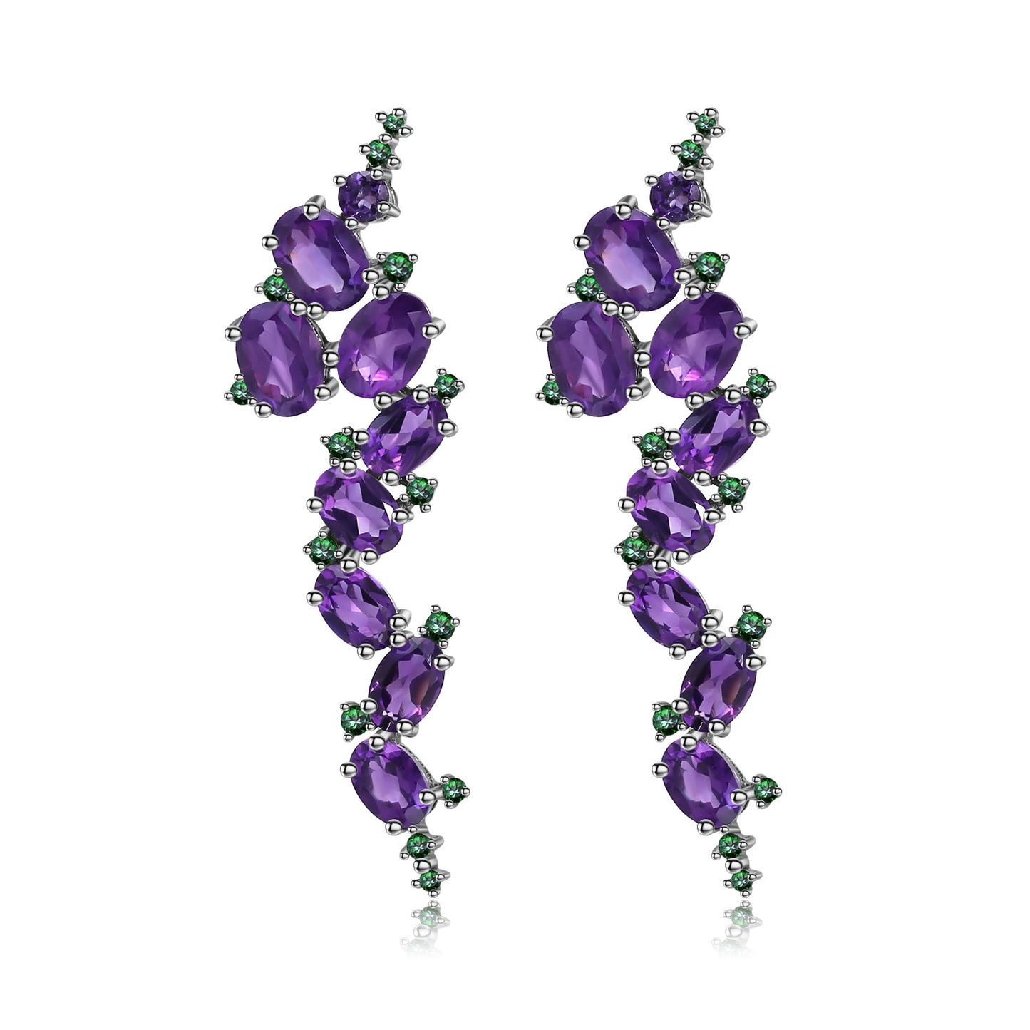 Italian Craft Designer Earrings Natural Wind s925Silver Natural Gemstone Amethyst Earrings Drop Earrings
