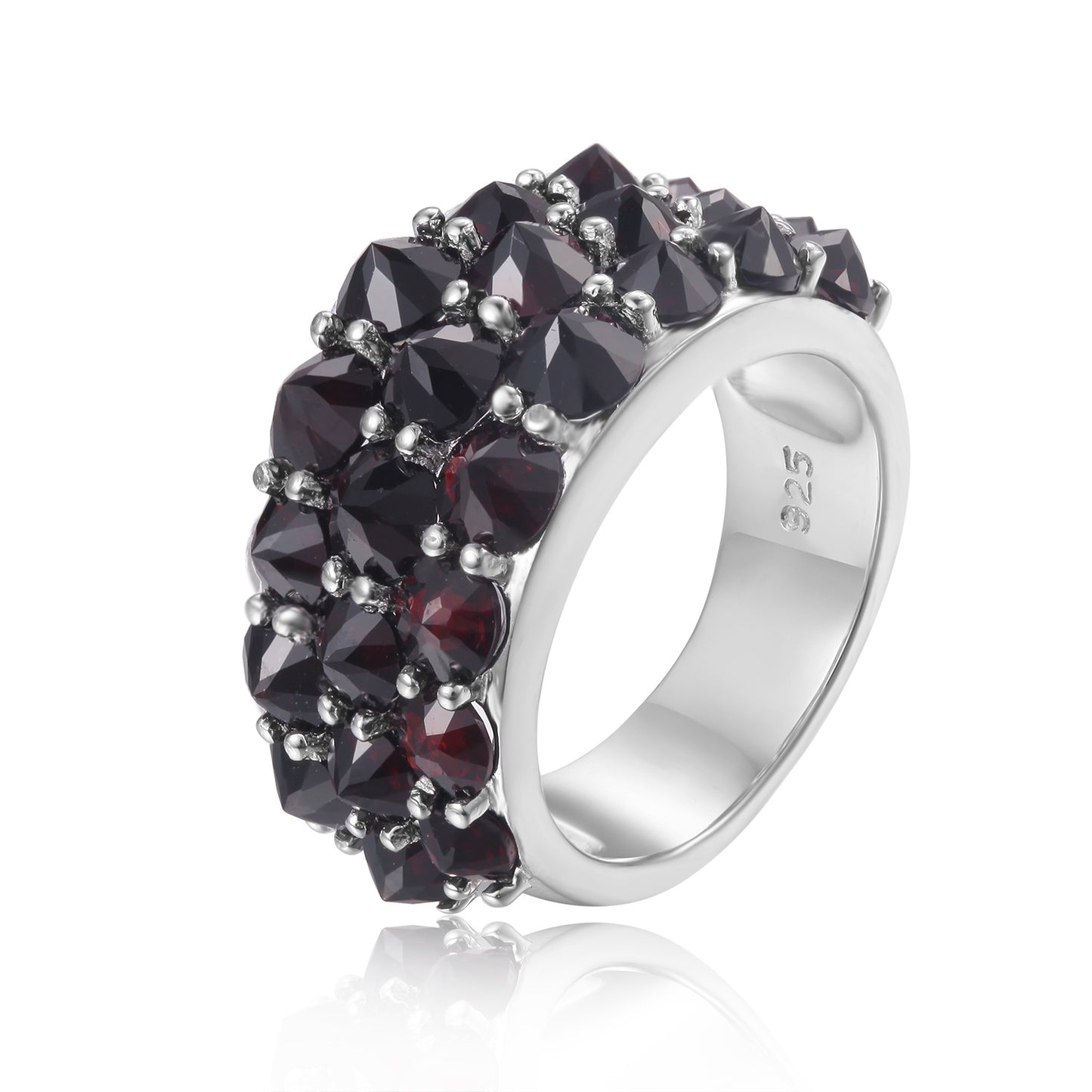 Natural Garnet Ring s925Sterling Silver Gemstone Inlaid Personality Zircon Ring Factory Direct Sale