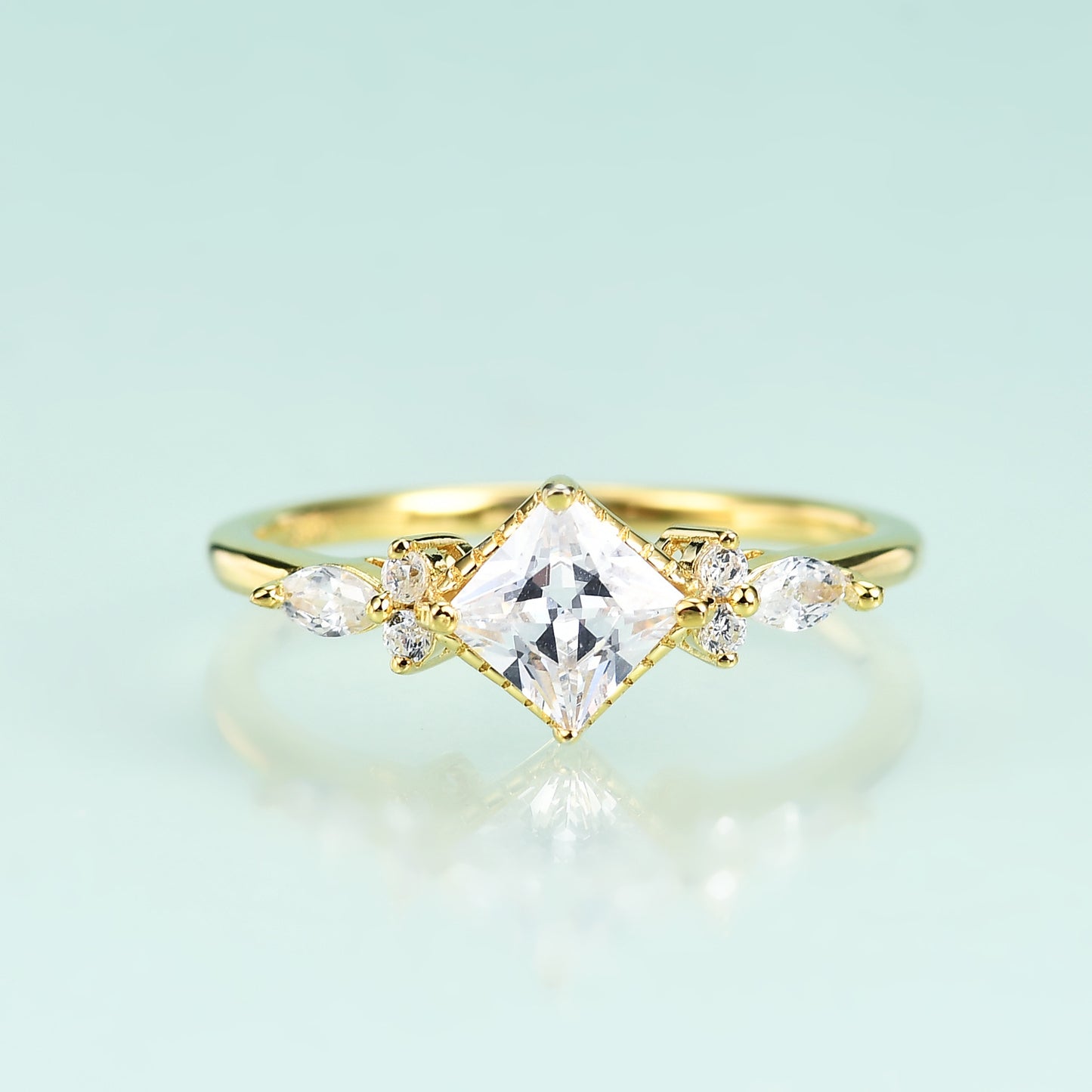 Jewelry S925Sterling Silver Inlaid5A Zircon Ring Fashionable High-end Luxury Gemstone Plated14K Gold ring