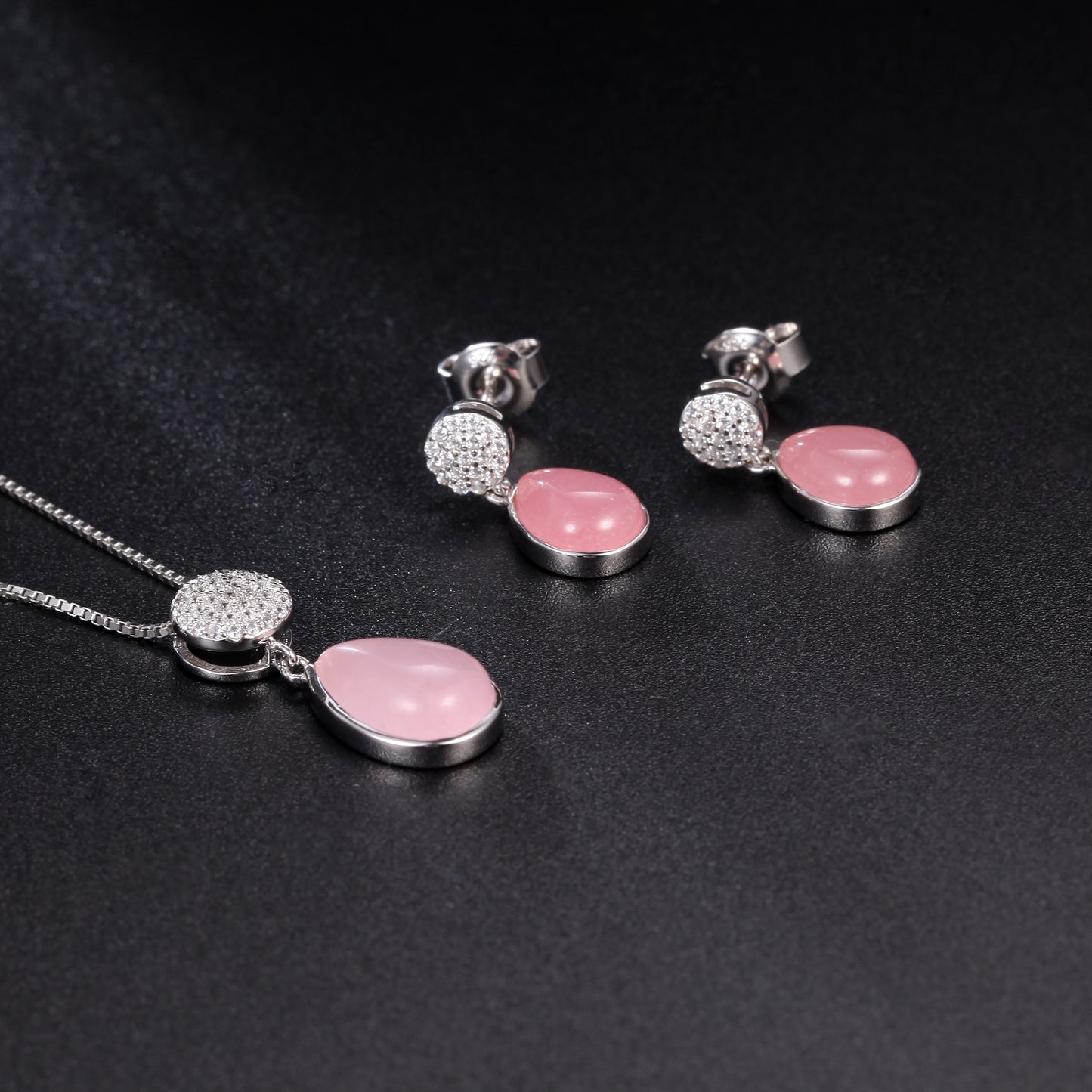New Luxury Jewelry Accessories Pink Crystal Gem Earrings French Romance s925Silver Inlaid Natural Gemstone Earrings