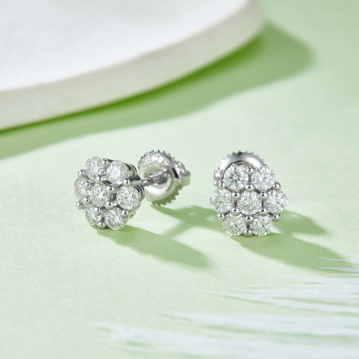 Floral Moissanite Earrings s925Silver plating18k Gold Stud Earrings Small Delicate Earrings Birthday Gift