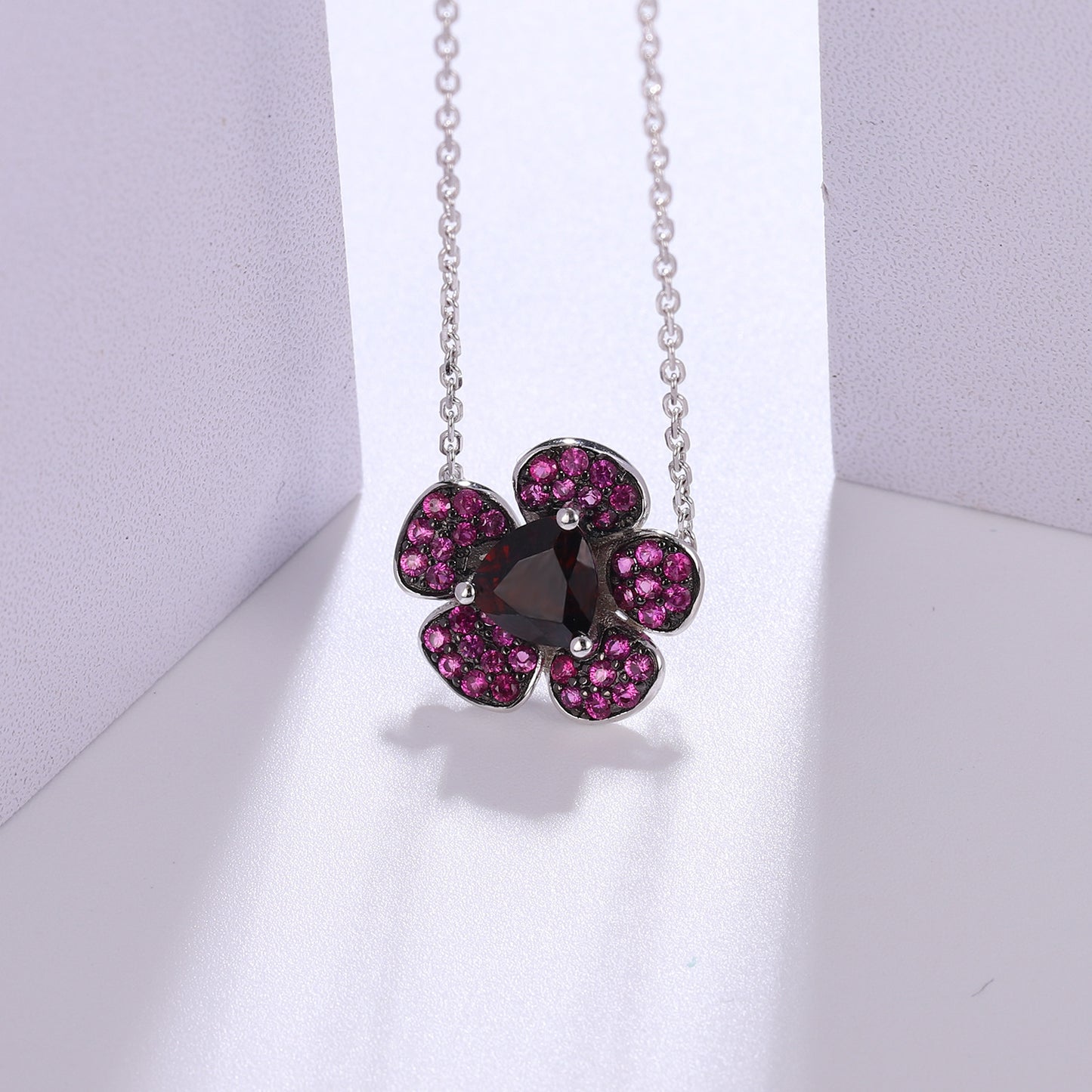 Designer Natural Amethyst Pendant Floral Design s925Silver Color Gemstone Necklace Pendant