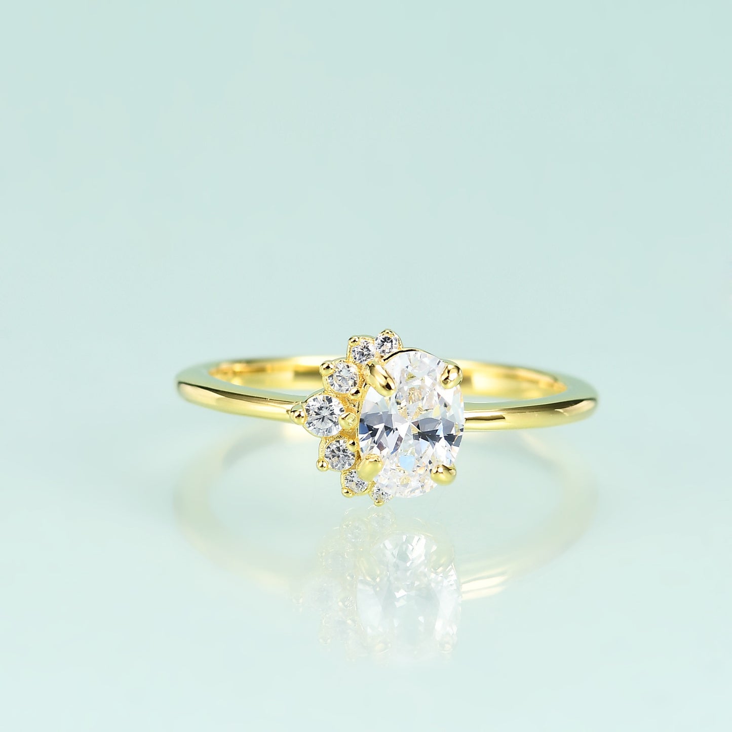 Jewelry S925Sterling Silver Inlaid5A Zircon Ring Fashionable Elegant Personality Simple Luxury Gold Ring