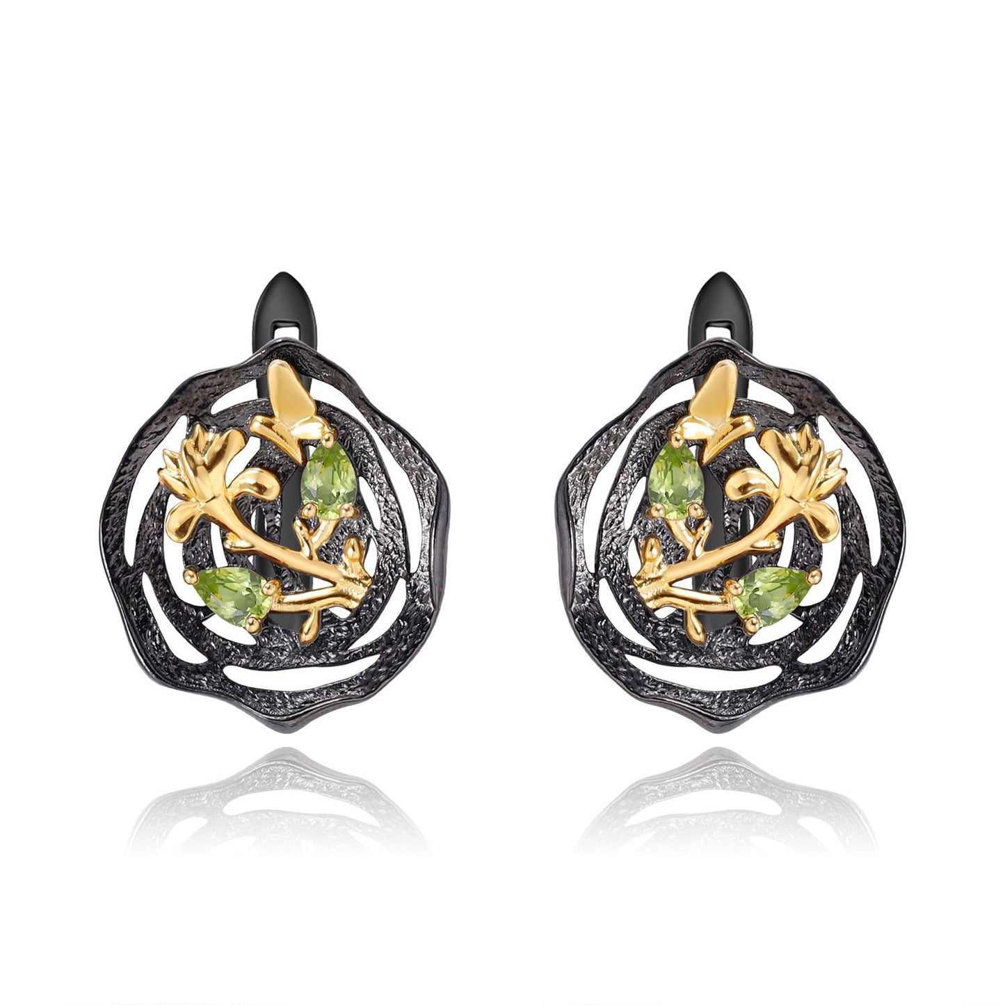 Designer High-End Gemstone Earrings Natural Style Design s925Silver Natural Rose Garnet Stud Earrings