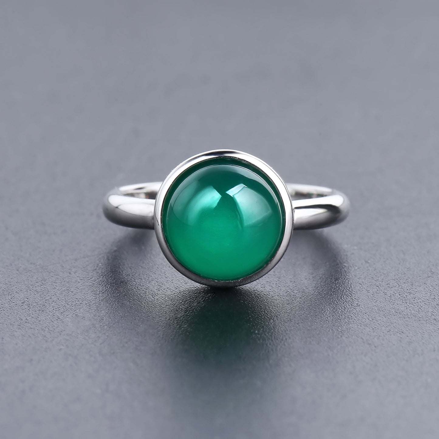 Factory Direct Supply Green Agate Gemstone Ring for Women New Simple Inlaid Natural Gemstone s925Silver ring