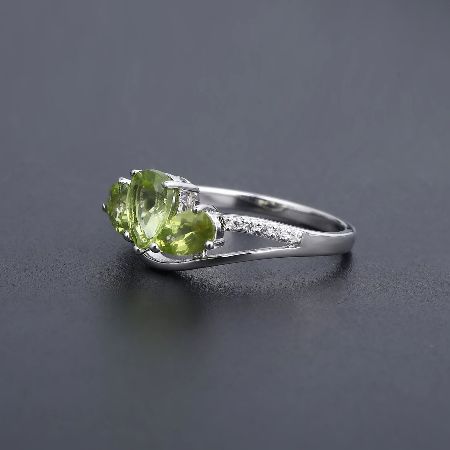 In Stock Direct Supply Natural Peridot Ring Fashion Personality s925Silver Inlaid Natural Gemstone Ring