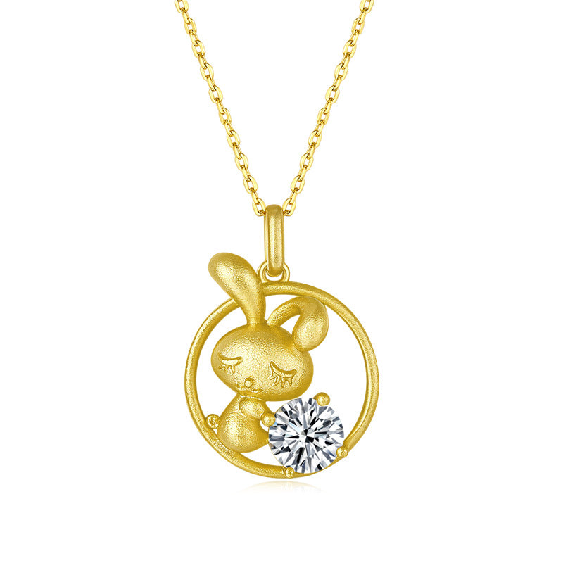 2022Year of the Tiger Pendant s925Silver Inlay1Carat Moissanite Necklace Q Cartoon Zodiac Necklace Pendant