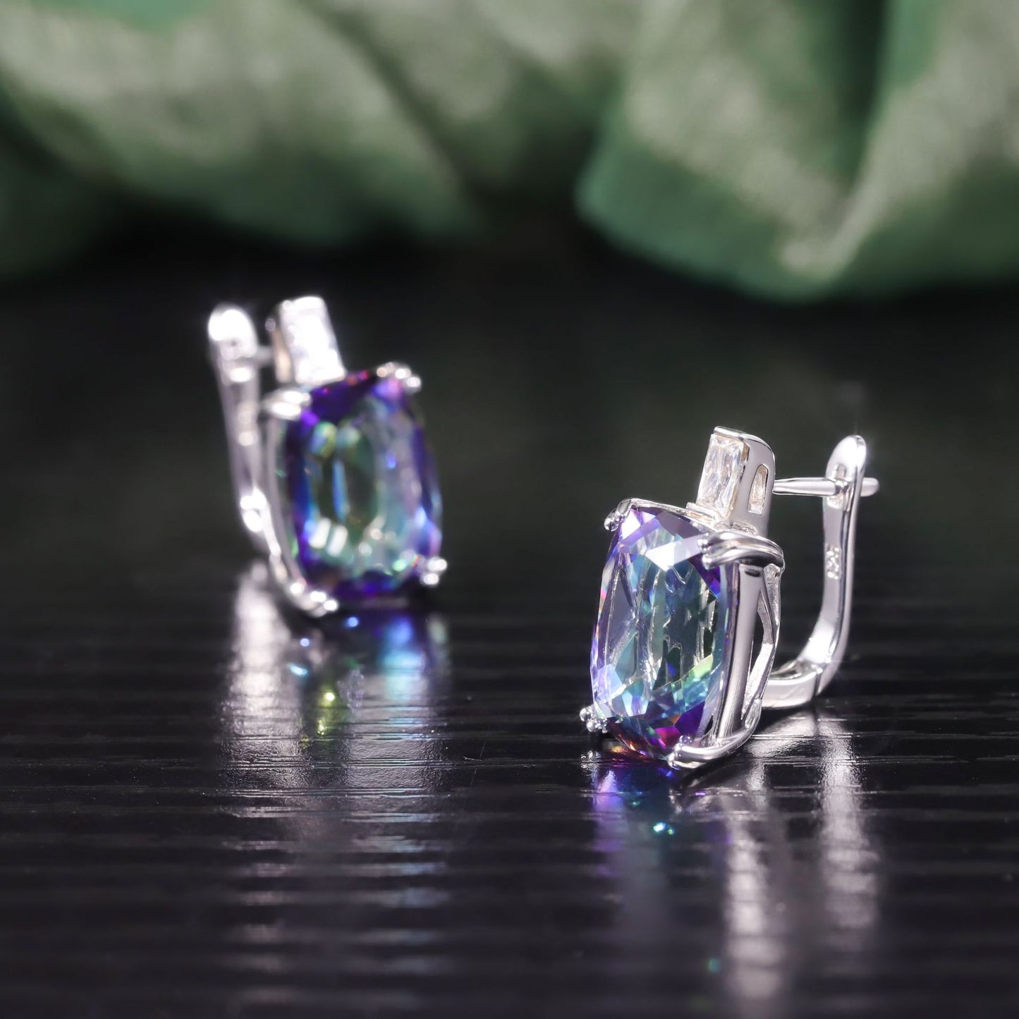 Statement Crystal Earrings for Women with British Clasp s925Sterling Silver Inlaid Colorful Crystal Large Carat Earrings Trendy