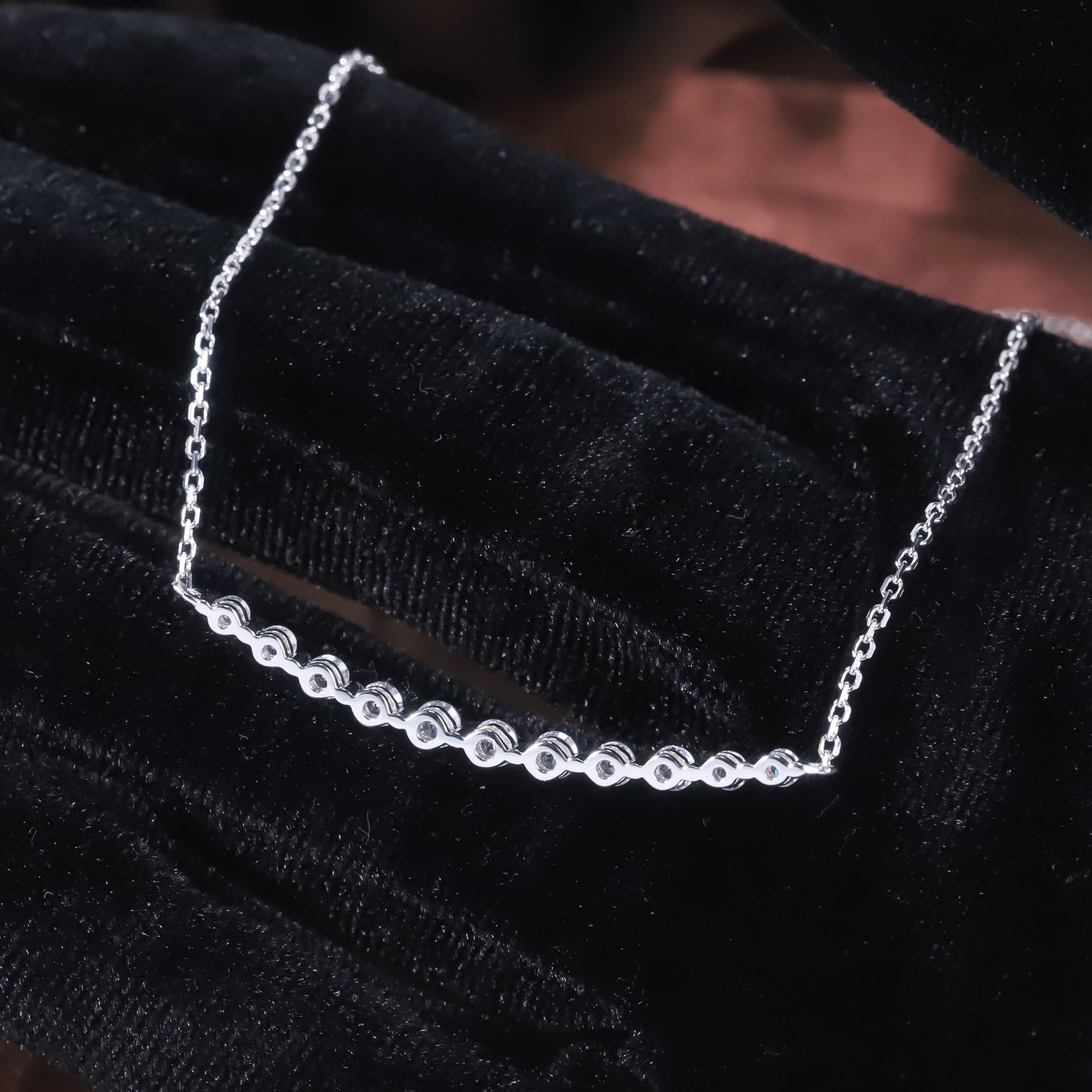 Cool Style Autumn Winter High-end One-word Clavicle Chain CVD/HPHT Lab-grown Diamond9/10/14/18k Gold necklace