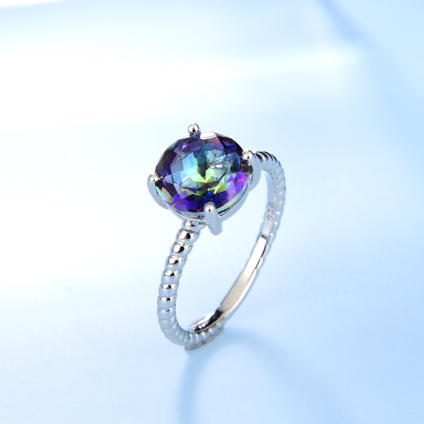 casual and fashionable Natural Garnet Ring Single Stone s925Sterling Silver Topaz Crystal Ring for Men and Women