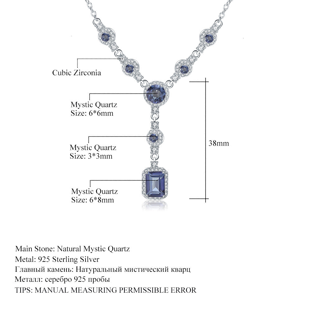 Luxurious High-End Jewelry Natural Gemstone Necklace s925Silver Inlaid Natural Topaz Pendant Necklace