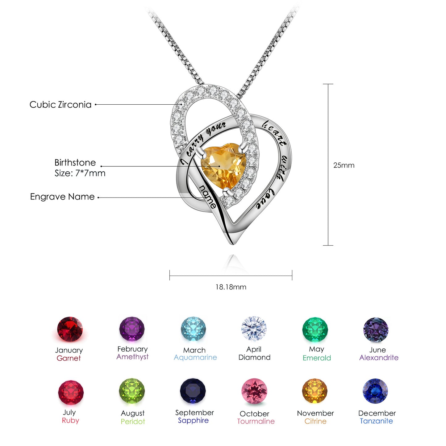 Luxurious High-End Gemstone Pendant Interlocking Design December Birthstone s925Silver Necklace Pendant