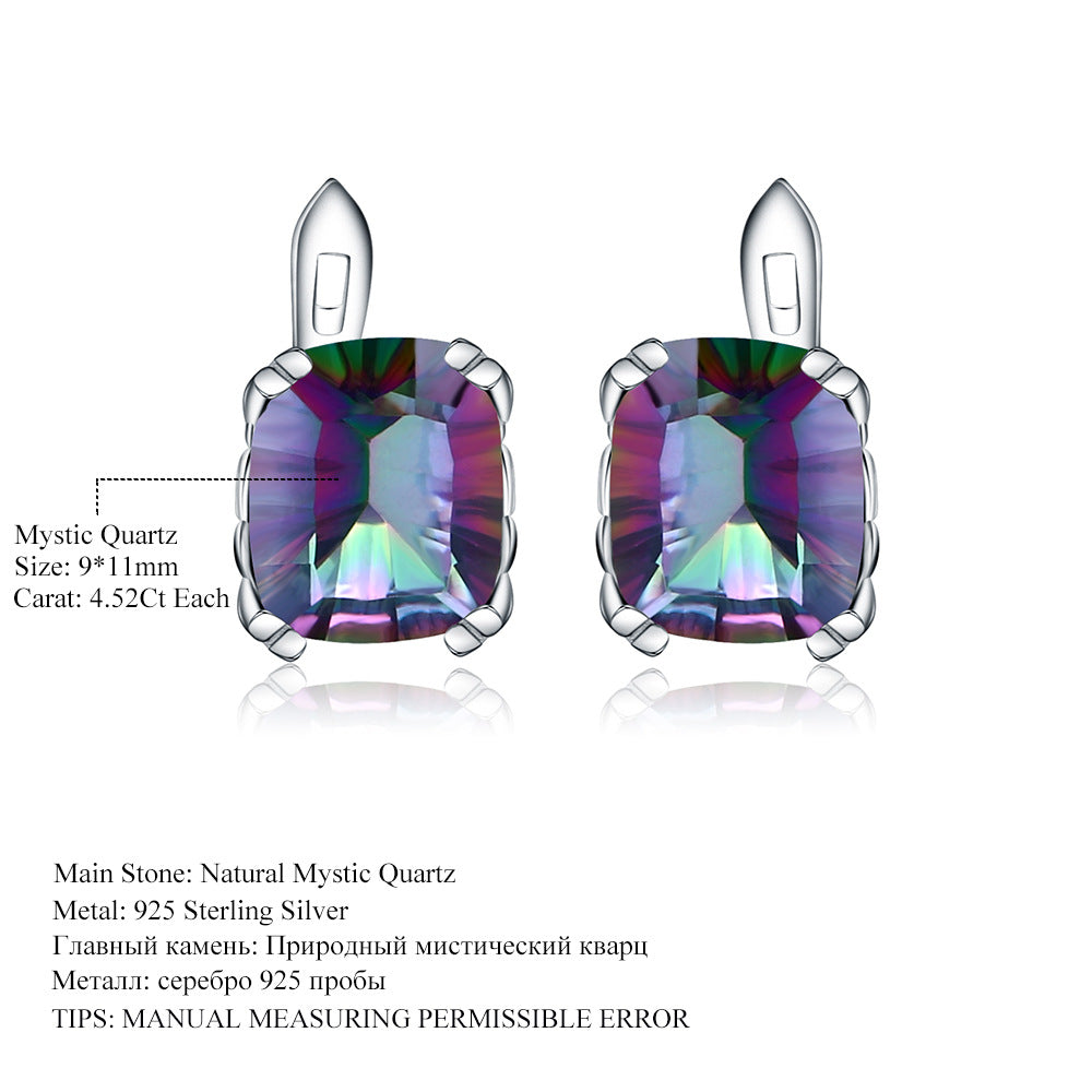 Luxurious Creative Jewelry Accessories Set s925Silver Inlaid Gemstone Ring Necklace Earrings Three-Piece Set