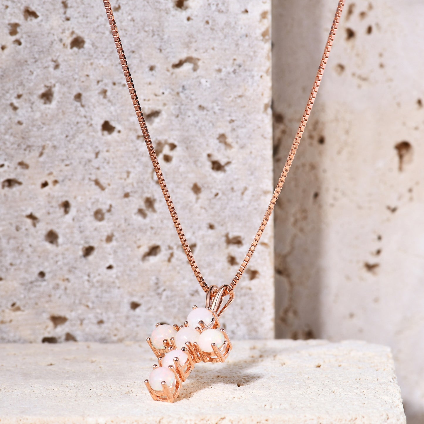 Natural Gemstone African Opal Necklace Pendant Cross s925Silver plating18k Rose Gold Inlaid Gemstone Pendant
