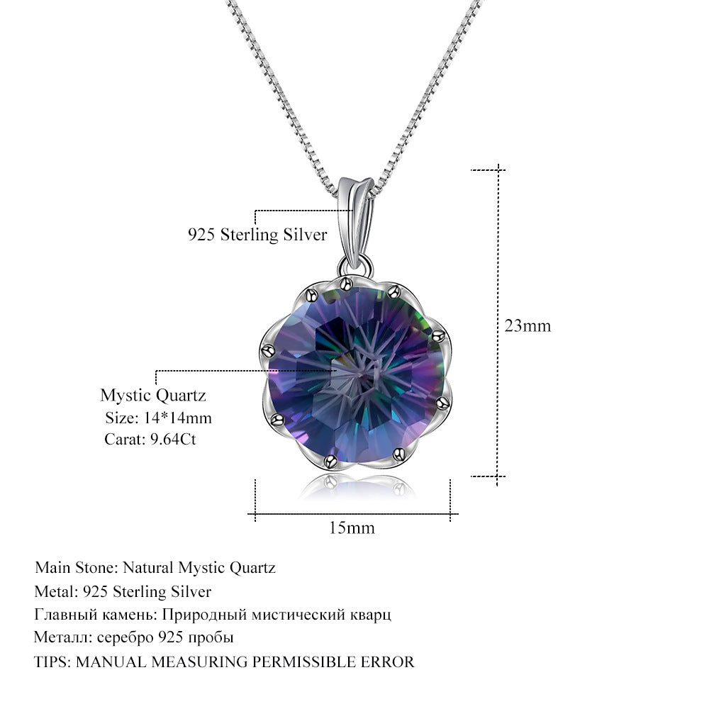 In-stock Direct Supply Colorful Gemstone Necklaces Fashionable and Trendy Personality s925Silver Inlaid Crystal Necklace Pendant