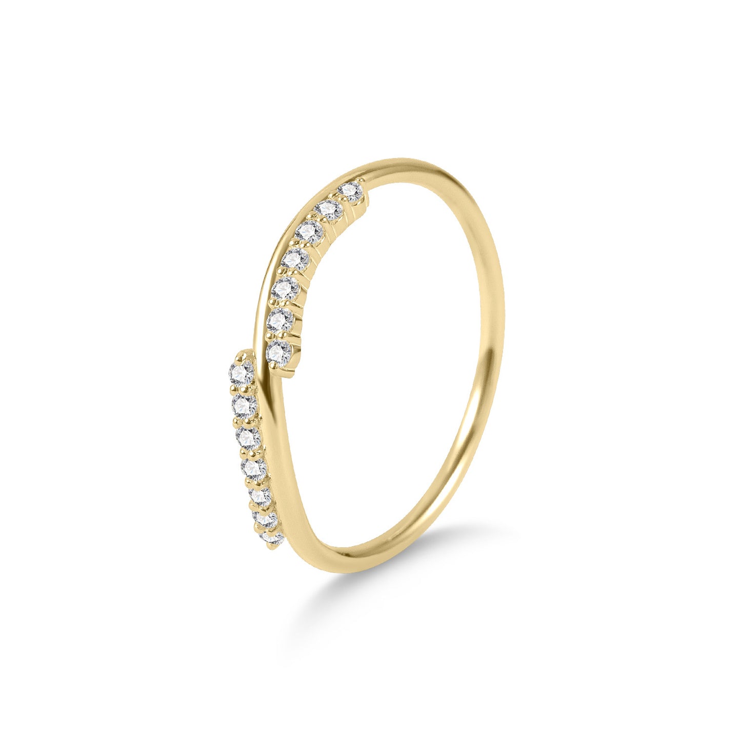 Light luxury design sense s925Silver Inlaid Moissanite Ring Stackable Set Ring Golden Dawn Series Geometric Small Ring