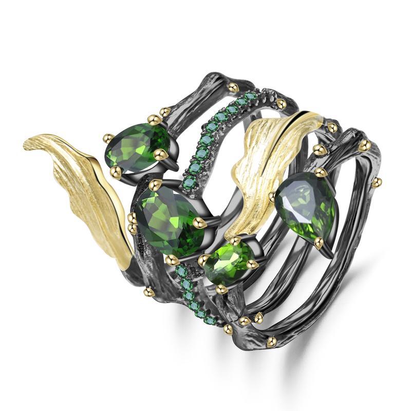 Colorful Gemstone Hand Jewelry Original Design Vine Niche Ring925Sterling Silver Topaz Crystal Natural Ring
