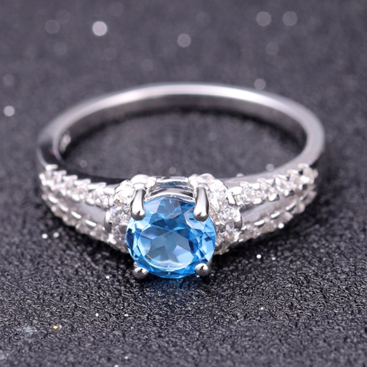 Fashionable Light Luxury Natural Topaz Sapphire Ring for Women Classic Simple s925Sterling Silver Inlaid Natural Gemstone Ring