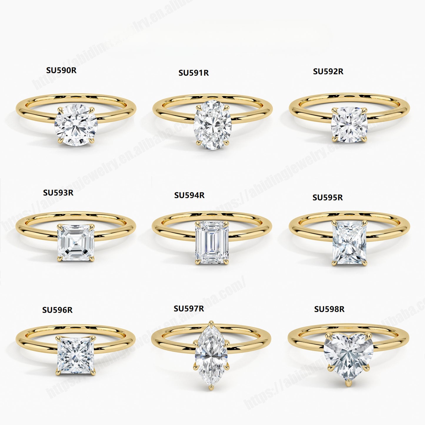 Simple Temperament9/10/14/18k Gold Ring with Moissanite1Carat Wedding Ring Hot-Selling Plain Gold Ring