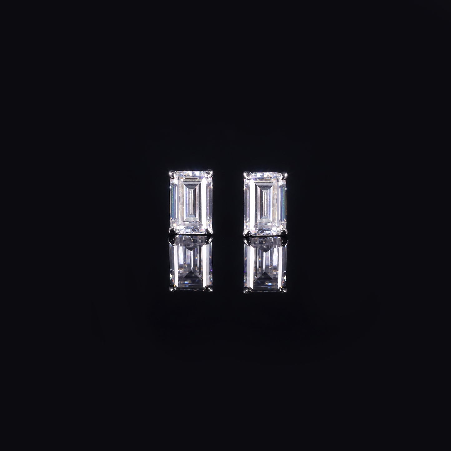 In Stock Wholesale Emerald Cut Stud Earrings Four-Prong1/2/3Carat Moissanite s925Sterling Silver High-End Earrings
