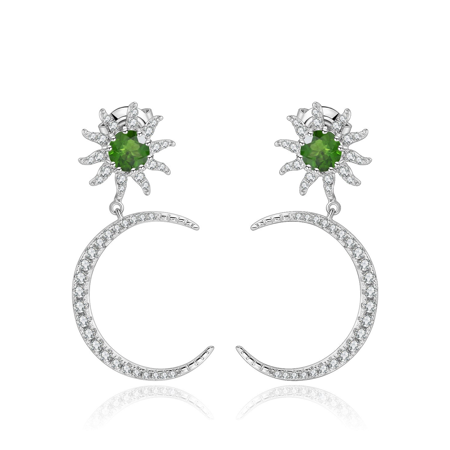 ins Natural Gemstone Hairpin Star Moon Earrings Gift for Girls925Sterling Silver Gemstone Earrings Jewelry