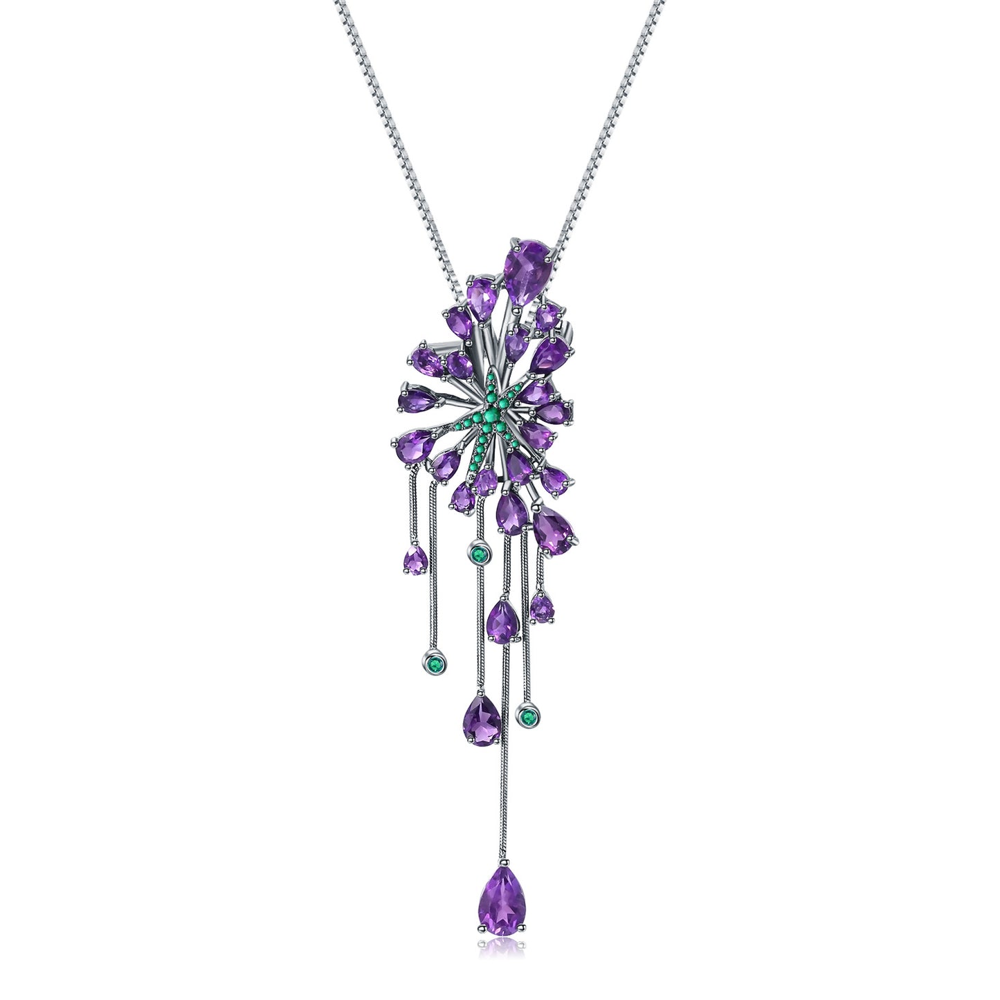 Designer Natural Amethyst Necklace Starry Sky Brilliance High-end Jewelry s925Silver Brooch Pendant