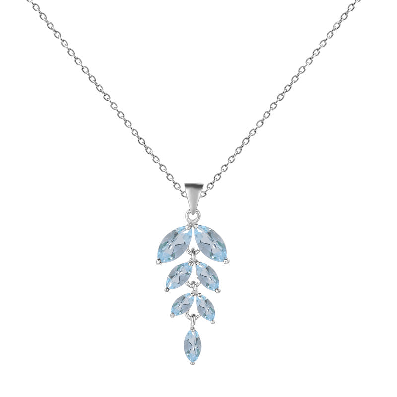 Fashionable Design Stone Necklace Pendant Niche925Sterling Silver Inlaid with Natural Gemstones and Cross Chain Pendant Necklace