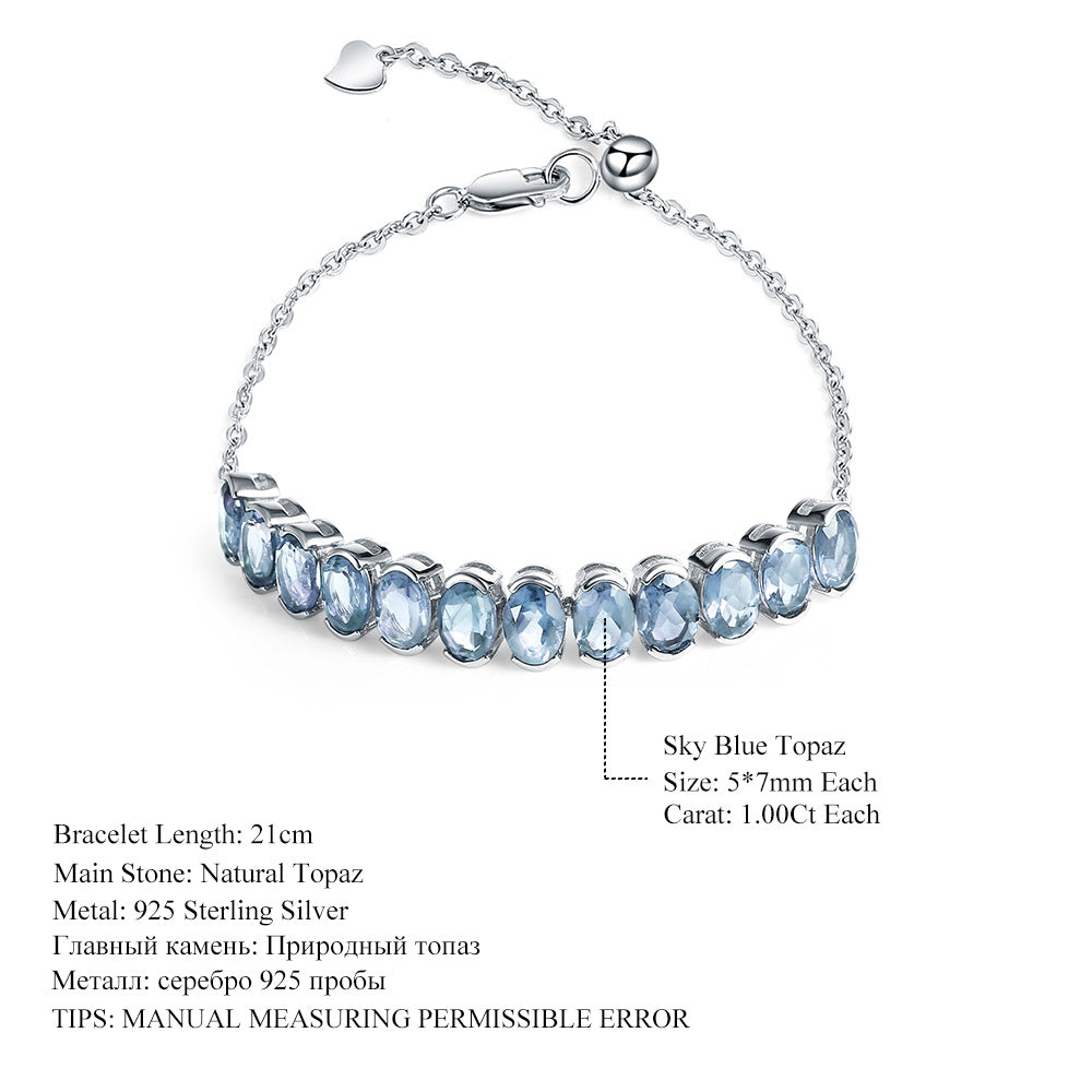 Fashion Luxurious Natural Gemstone Bracelet for Women Unique and Elegant s925Sterling Silver Inlaid Colorful Gemstone Bracelet