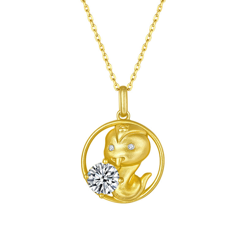 2022Year of the Tiger Pendant s925Silver Inlay1Carat Moissanite Necklace Q Cartoon Zodiac Necklace Pendant