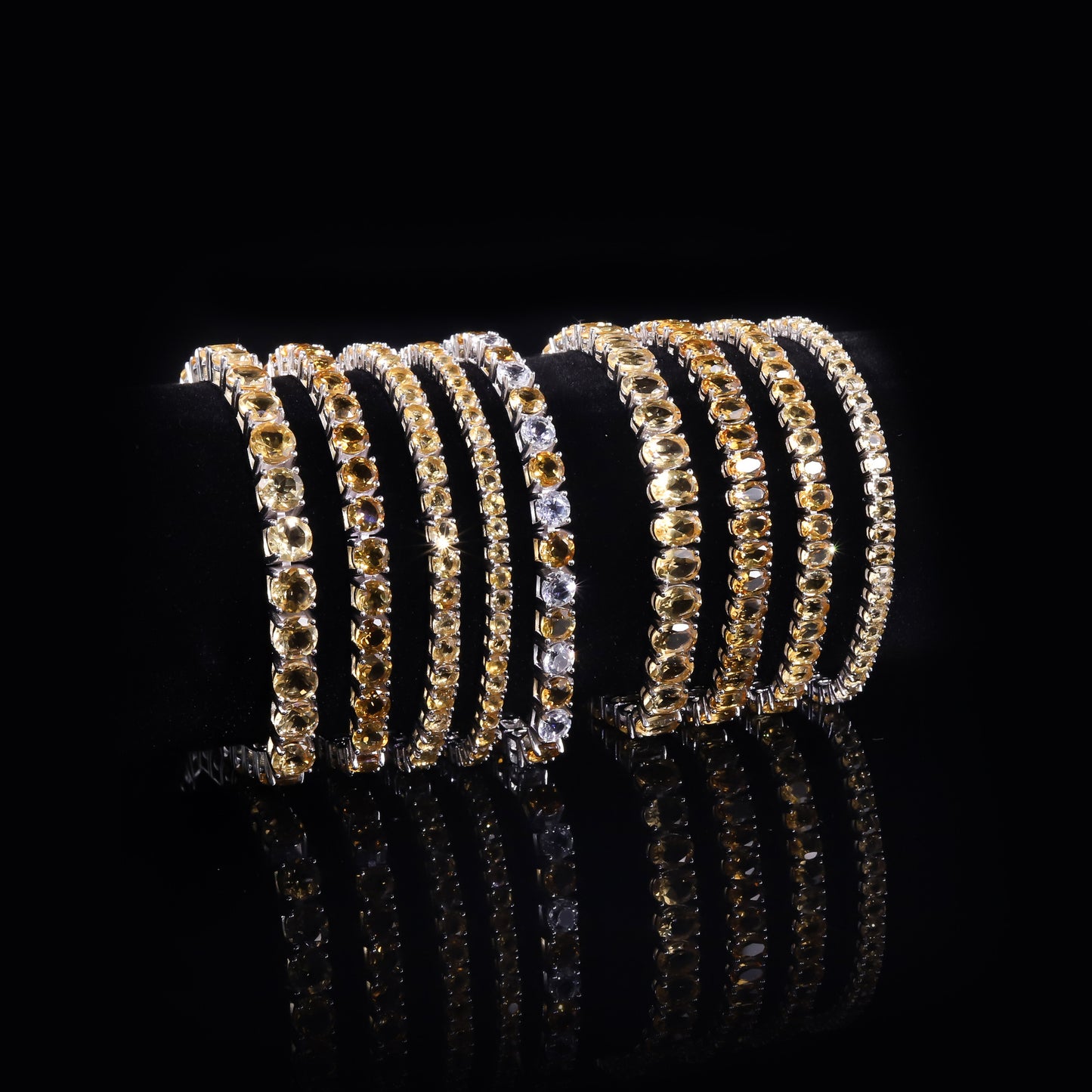Gemstone Tennis Chain Oval High Quality s925New Style Pure Silver Inlaid Natural Yellow Crystal Bracelet