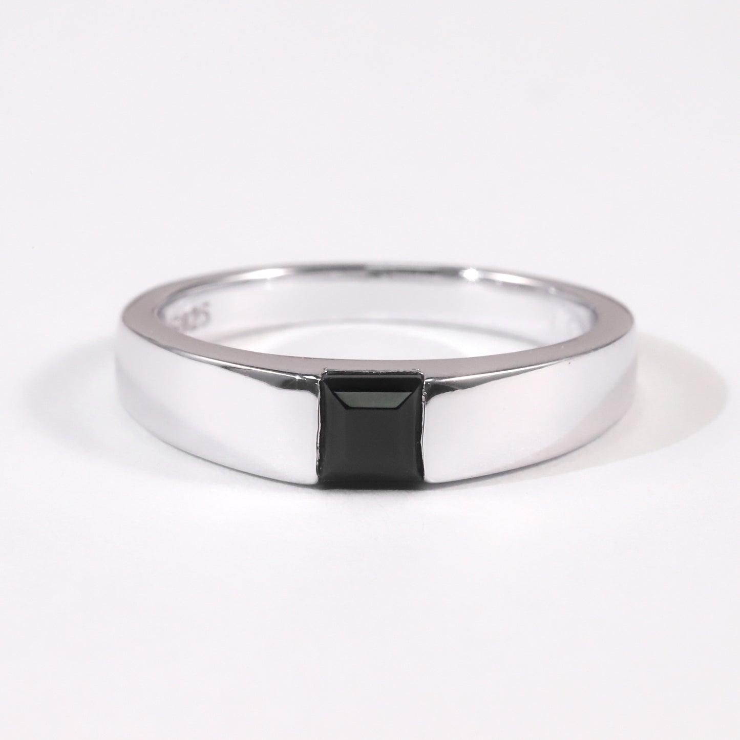 Commuting Simple Style Unisex Rings925Wholesale Pure Silver Natural Topaz Black Spinel Gemstone Ring