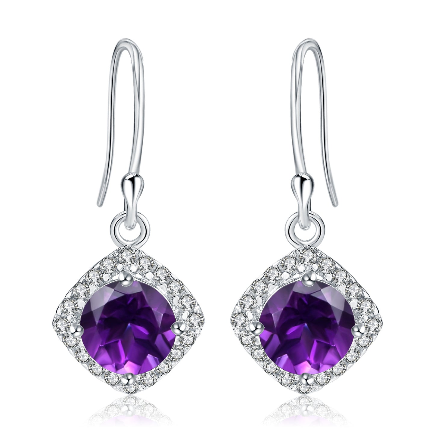 Light Luxury Natural Colored Gems Amethyst Stud Earrings Advanced Sense s925Silver Inlaid Natural Gemstone Earrings Earrings