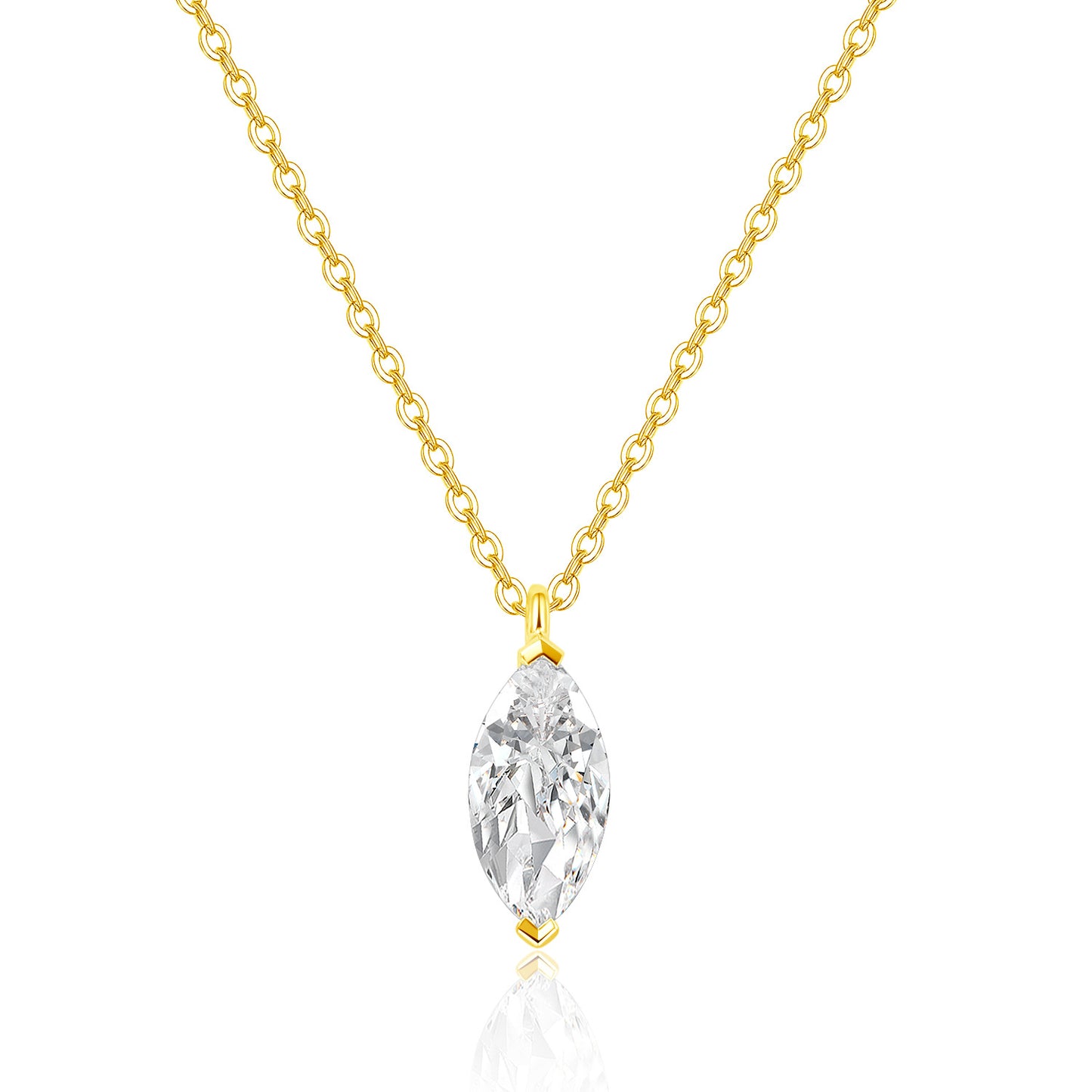 Advanced Sense18k Cultivate Diamond Necklace0.46ct Marquise Cut Diamond Au750Gold Diamond Pendant k Gold chain