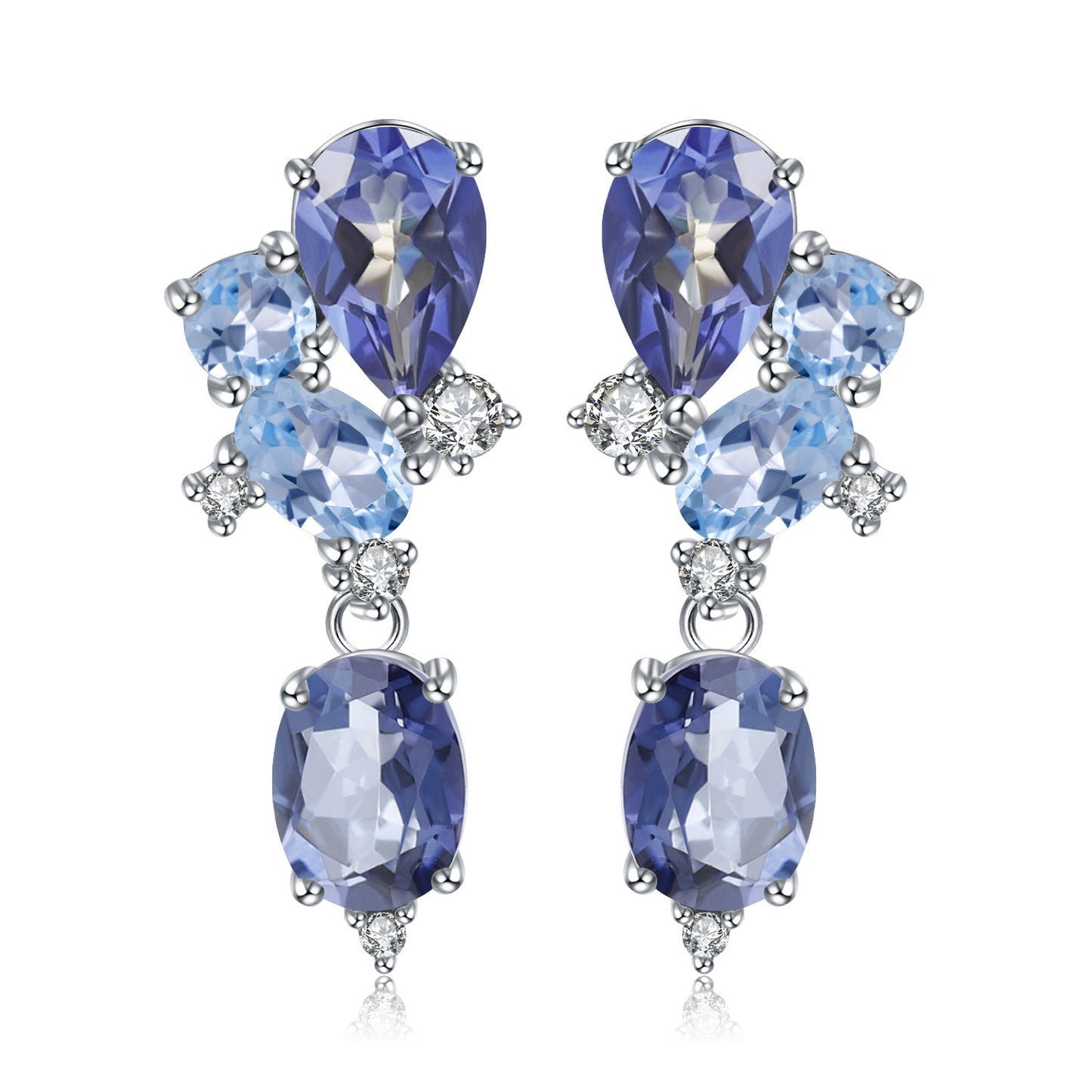 Luxurious Designer Gemstone Earrings Elegant Banquet Matching s925Silver Natural Topaz Earrings Drop Earrings