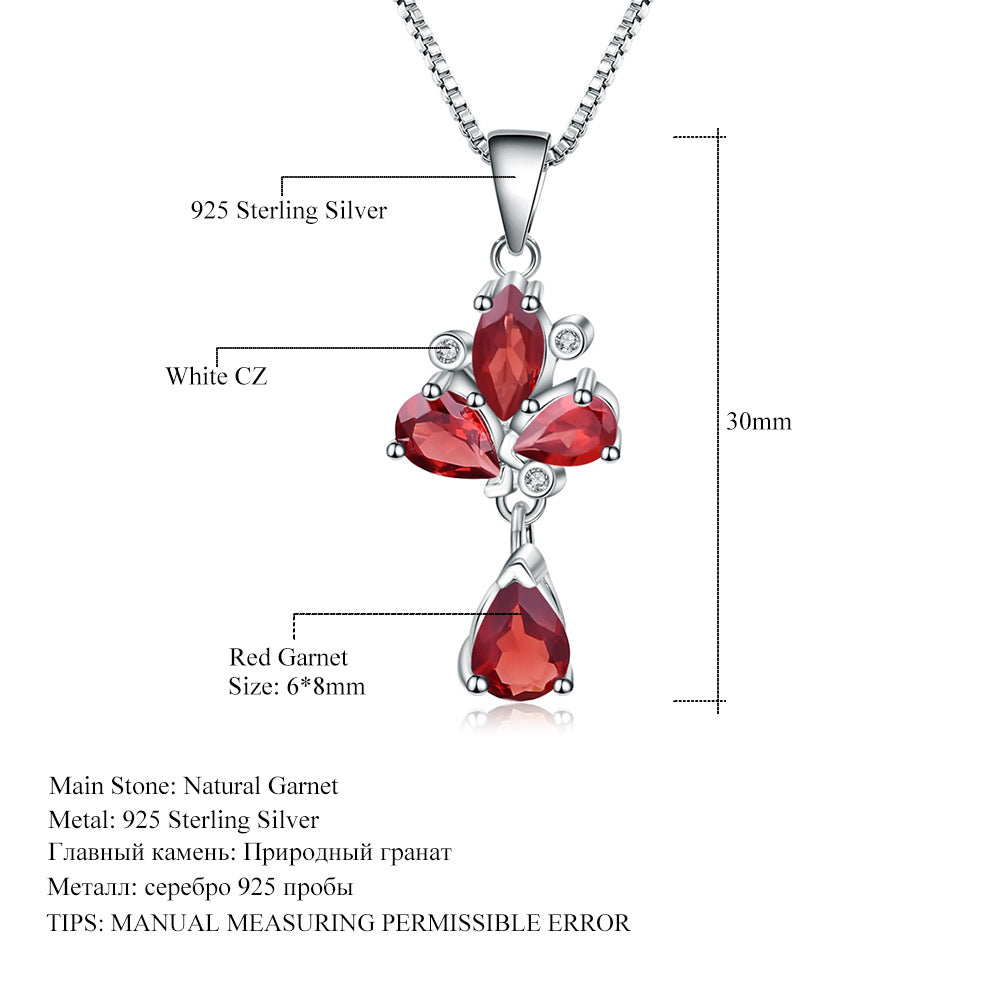 New Design Sense Banquet Jewelry Garnet Pendant Personality s925Silver Natural Gemstone Necklace Pendant