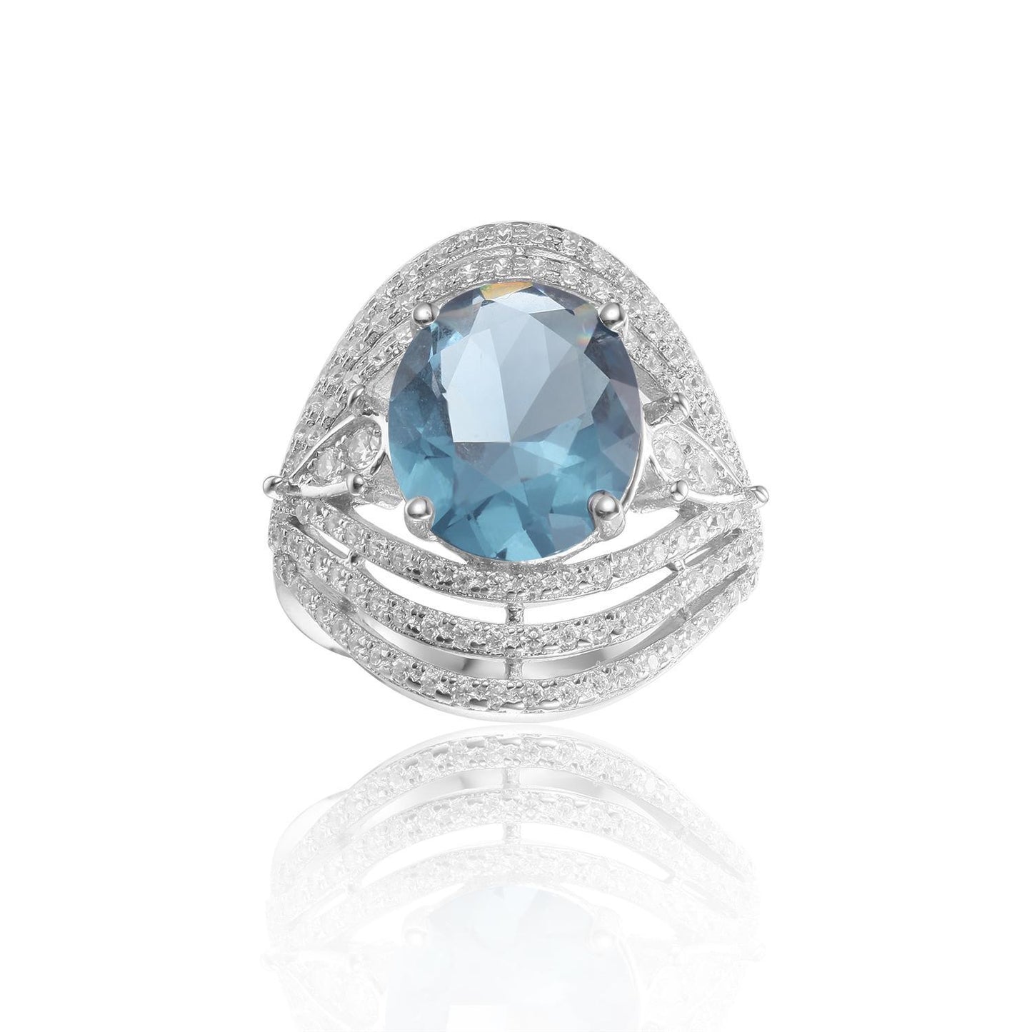 Luxurious Retro Style Colorful Crystal Ring with a Sense of Design and Fashionable Elegance s925Silver Inlaid Gemstone Ring