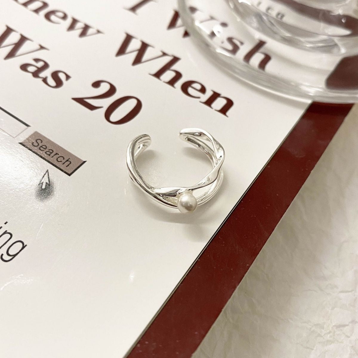 s925Silver Pearl Ring for Women, Niche Design, Simple Band Ring