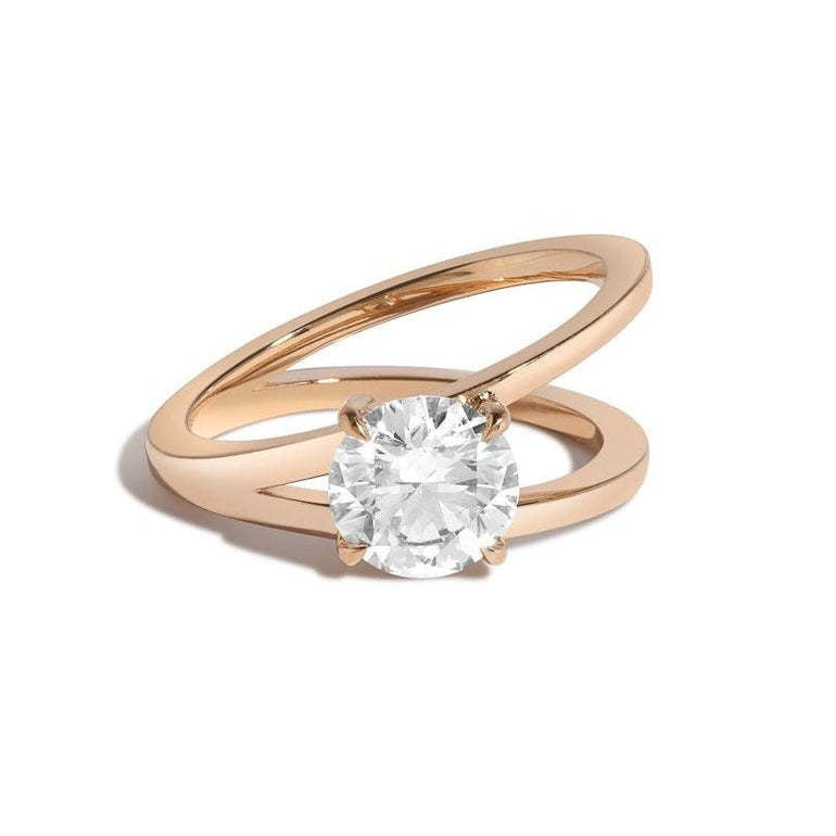 Double Ring Niche High-end s925Sterling Silver Ring Gold Plated1Carat Moissanite Ring
