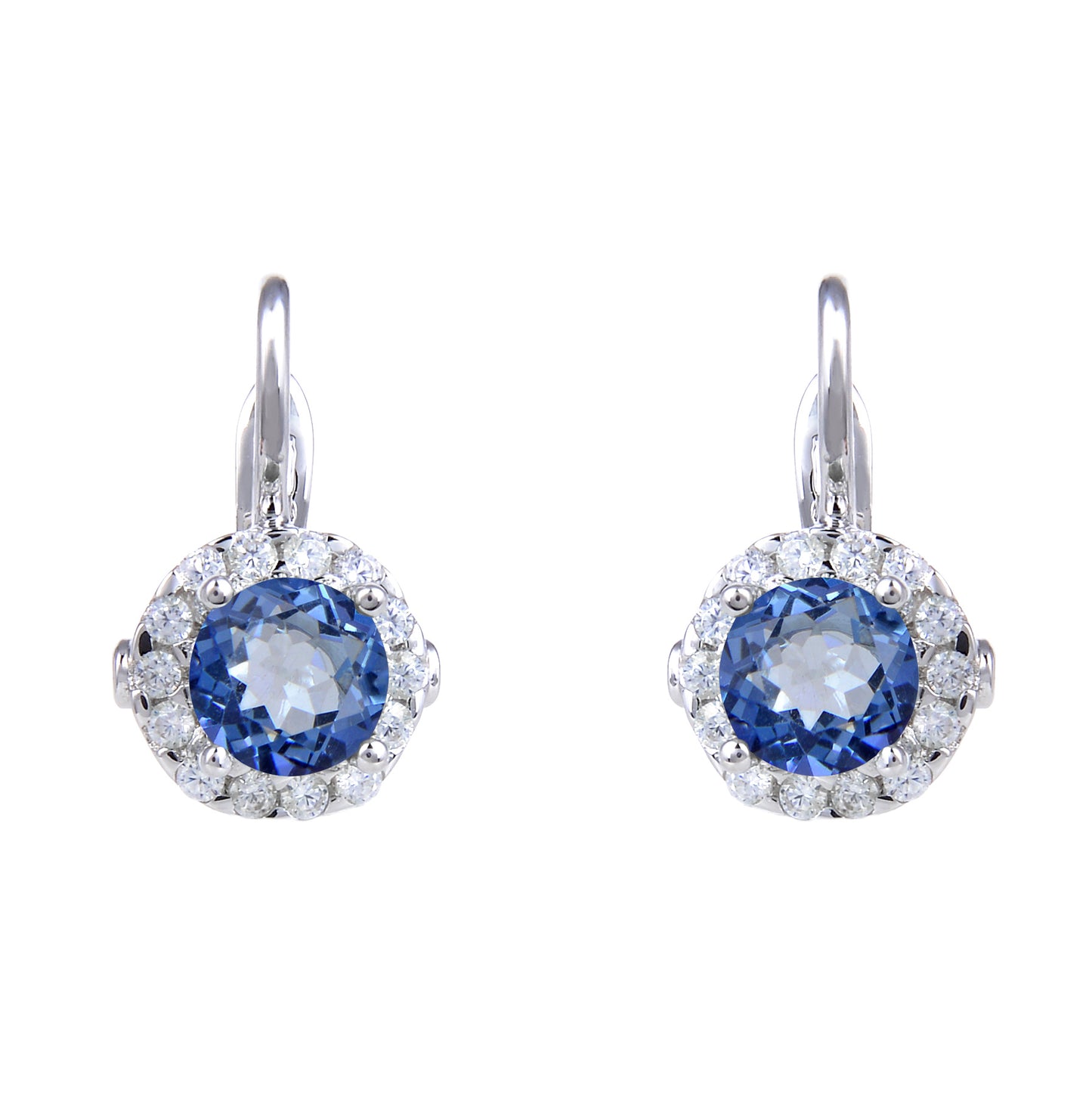 Factory Direct Supply Natural Stone Earrings Vintage s925Sterling Silver Inlaid Sapphire Topaz Earrings