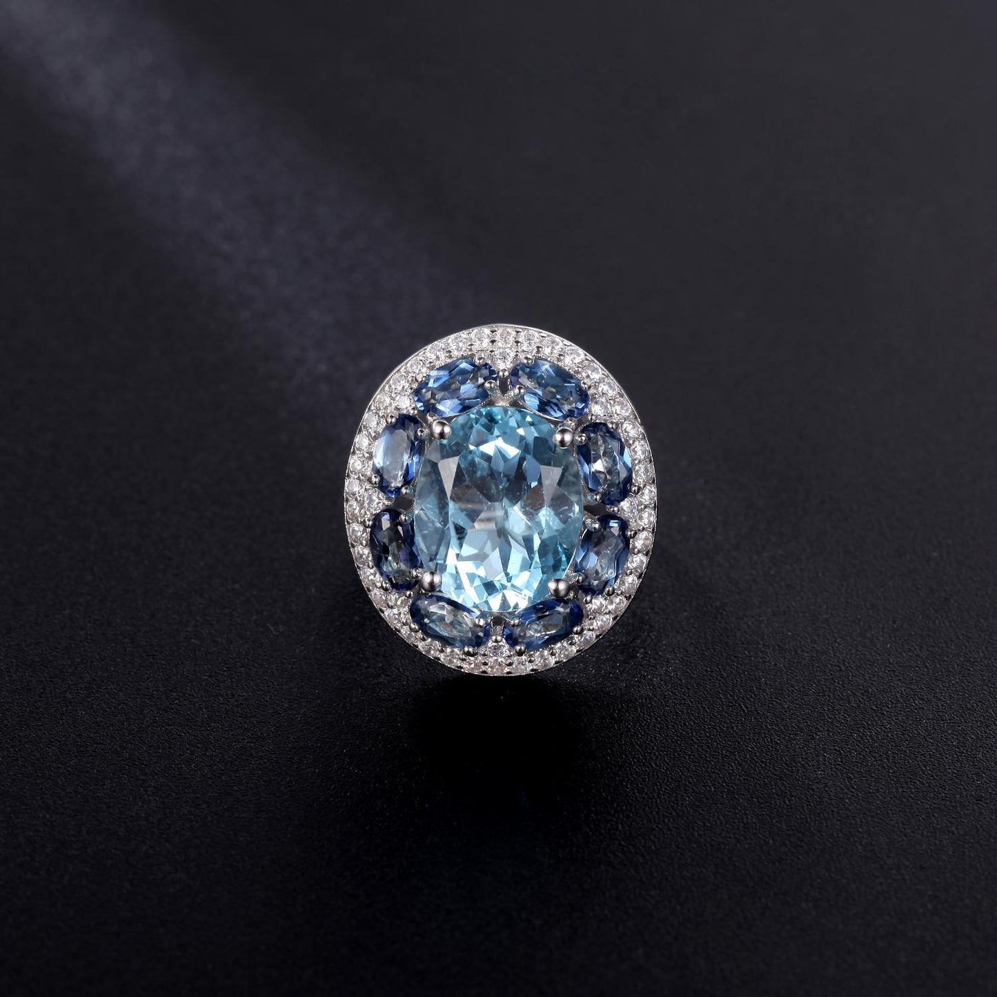Factory Direct Supply Natural Gemstone Ring for Women Fashionable and Elegant s925Silver Inlaid Gemstone Topaz Ring