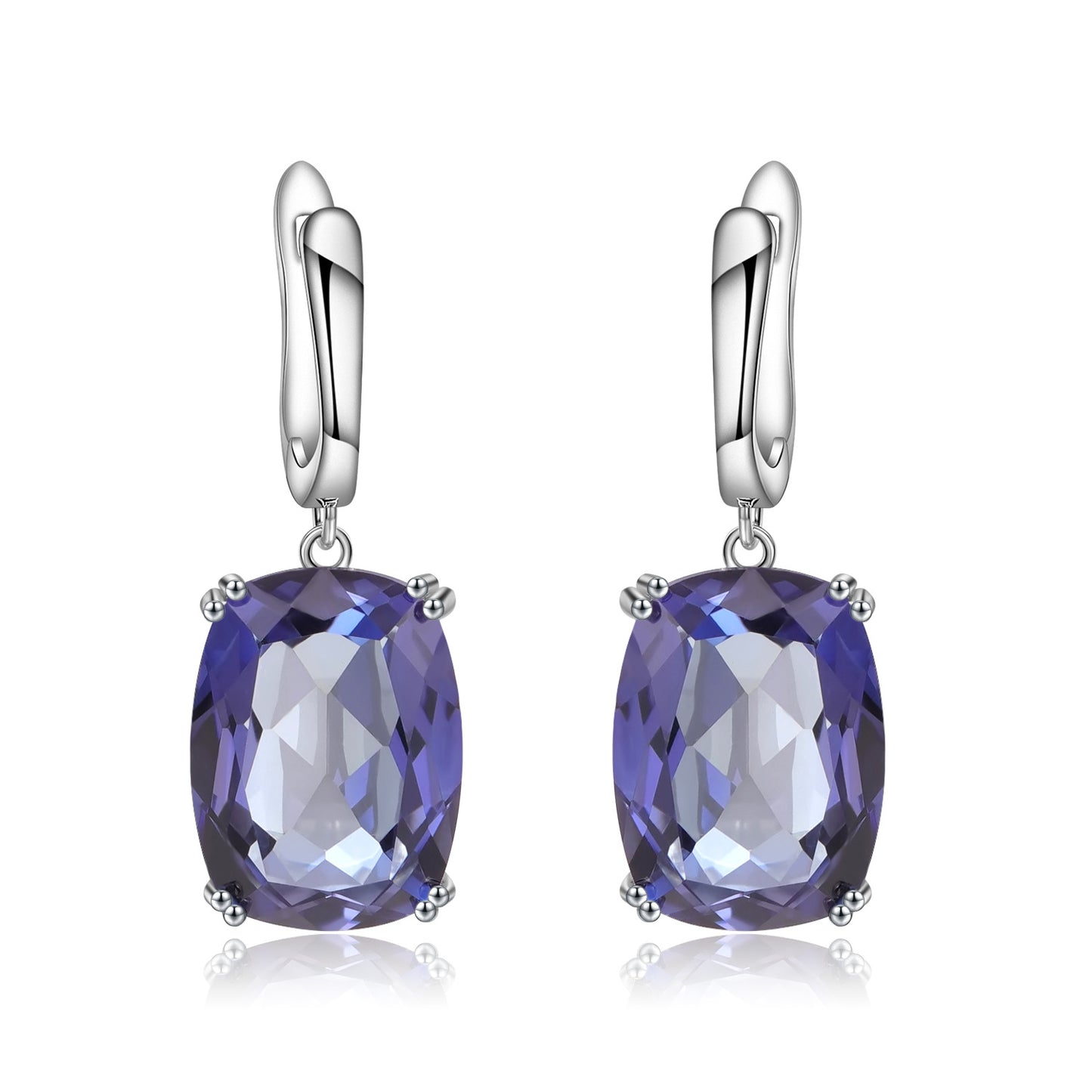 Luxury Fashion Colorful Large Carat Gemstone Earrings Personality Temperament s925Silver Inlaid Coated Crystal Stud Earrings