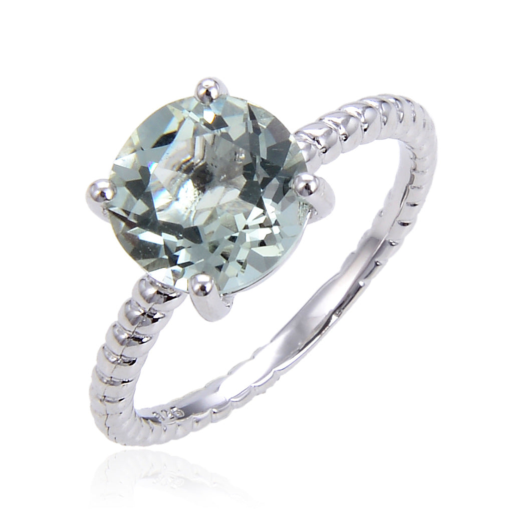 casual and fashionable Natural Garnet Ring Single Stone s925Sterling Silver Topaz Crystal Ring for Men and Women