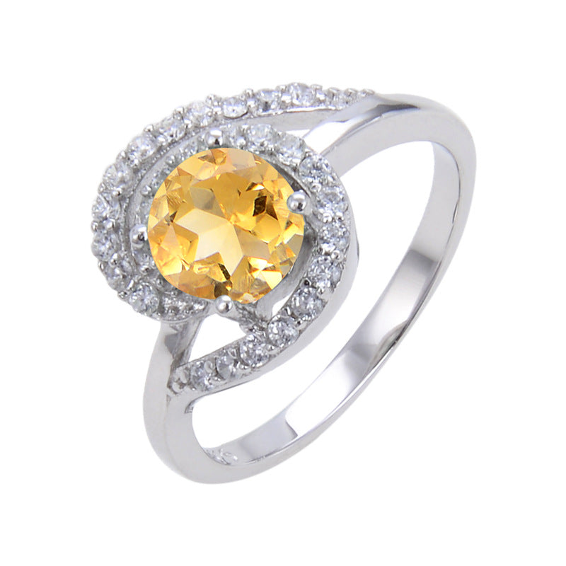 Unique Design Natural Topaz Ring s925Sterling Silver Inlaid Garnet Ring Colorful Gemstone Ring