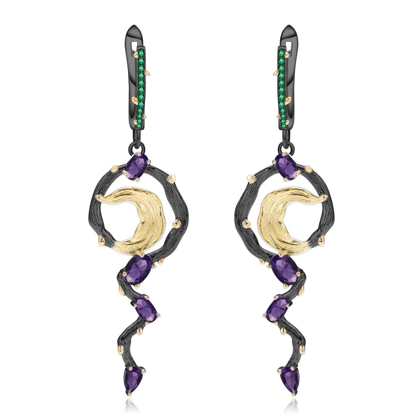 Italian Craft Designer Jewelry Earrings Natural Wind925Silver Natural Gemstone Garnet Earrings Drop Earrings